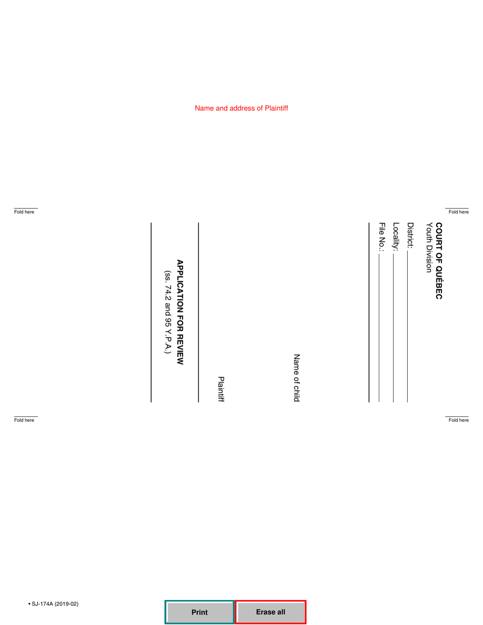 Form SJ-174A Application for Review in Virtue of Sections 11.1.1, 74.2 and 95 Ypa - Quebec, Canada, Page 5