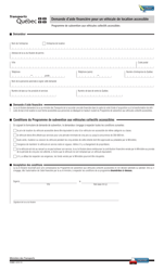 Forme V-3043 &quot;Demande D'aide Financiere Pour Un Vehicule De Location Accessible&quot; - Quebec, Canada (French)