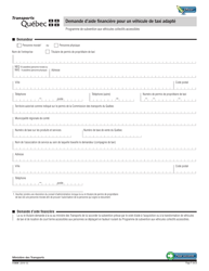 Forme V-3039 Demande D&#039;aide Financiere Pour Un Vehicule De Taxi Adapte - Quebec, Canada (French)