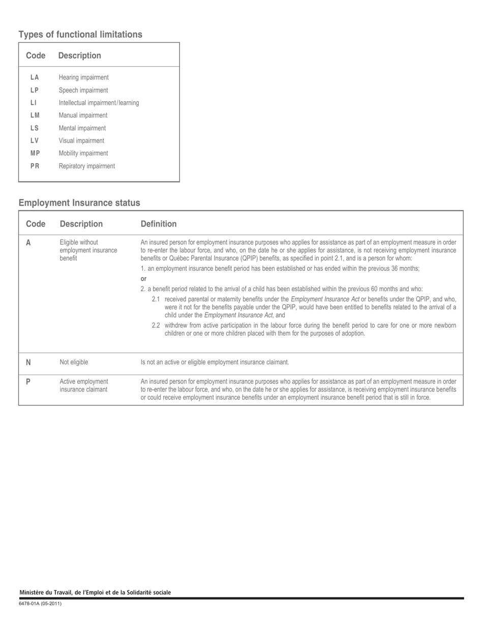 Form 6478-01A Follow-Up Sheet  Referral or Recruitment - Quebec, Canada, Page 2