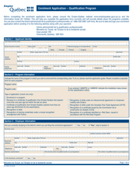 Form 01-1000A Enrolment Application &quot; Qualification Program - Quebec, Canada
