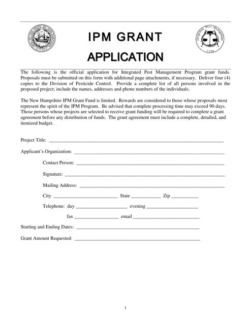 Ipm Grant Application - New Hampshire