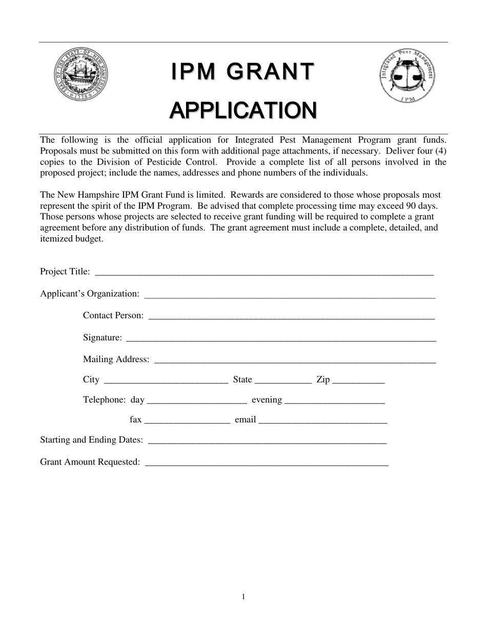 Ipm Grant Application - New Hampshire, Page 1