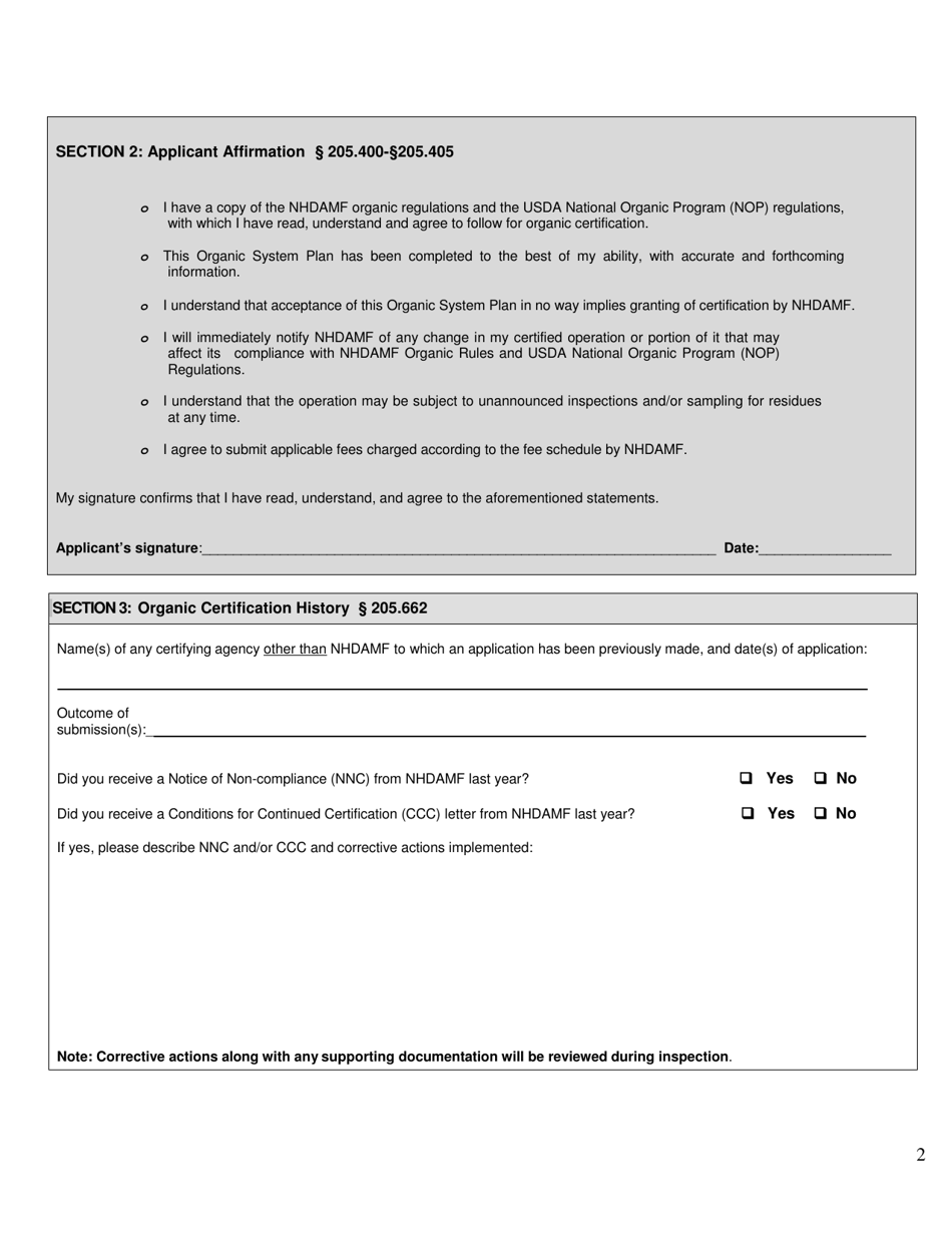 Organic System Plan (Osp)-poultry  Other Fowl - New Hampshire, Page 2