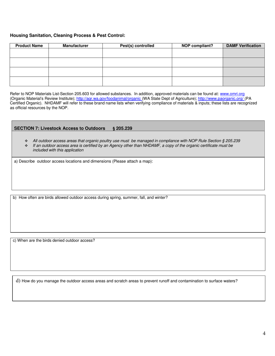 Organic System Plan (Osp)-poultry  Other Fowl - New Hampshire, Page 4