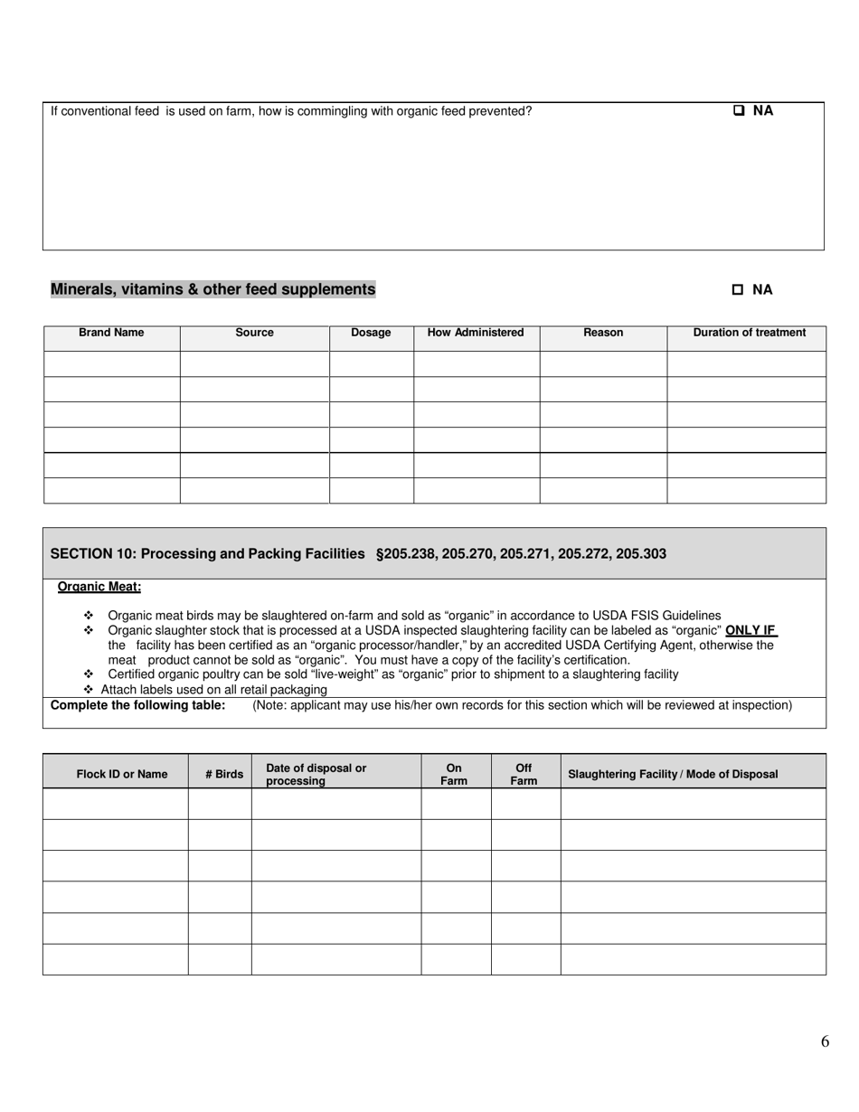 Organic System Plan (Osp)-poultry  Other Fowl - New Hampshire, Page 6