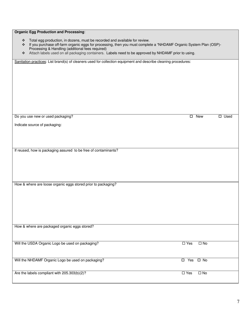 Organic System Plan (Osp)-poultry  Other Fowl - New Hampshire, Page 7