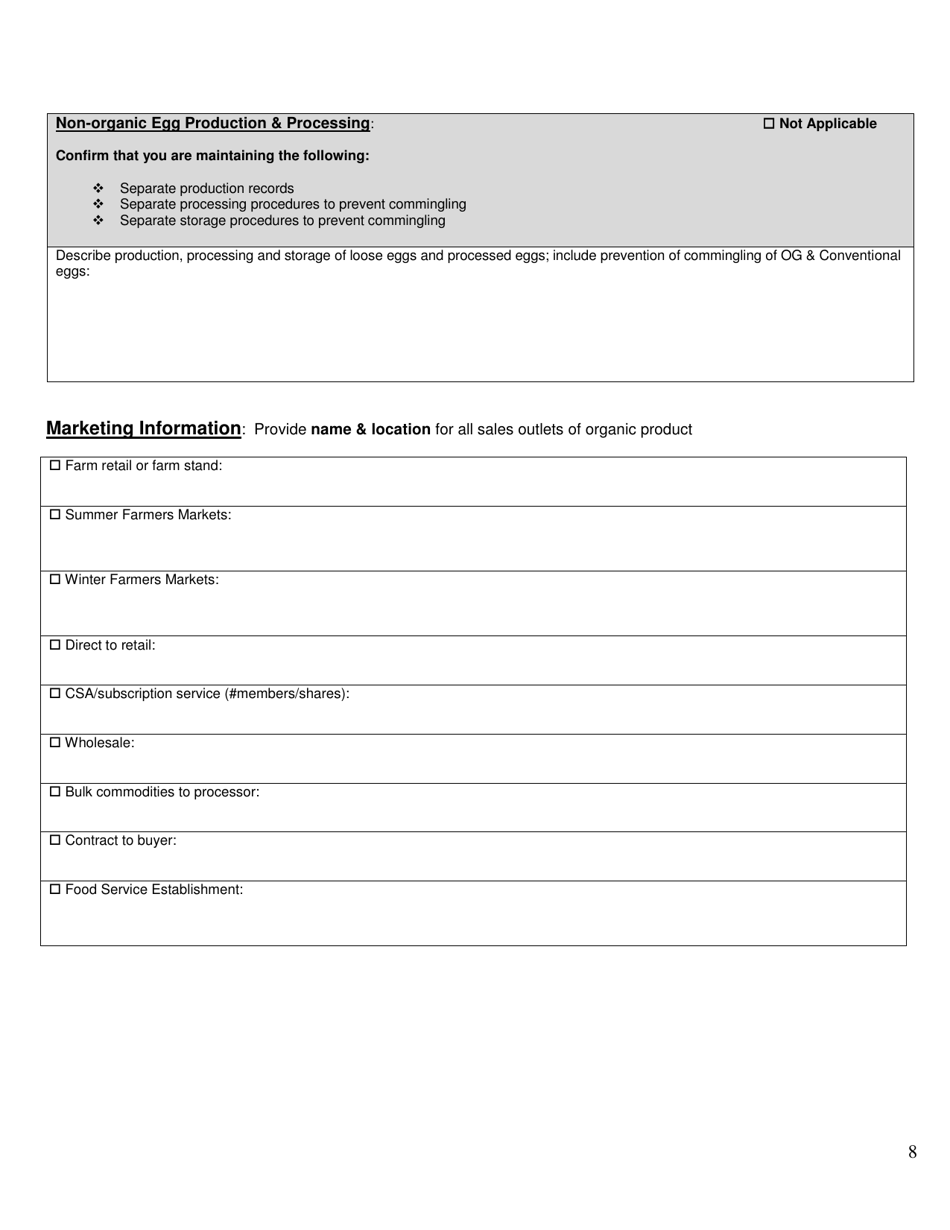 Organic System Plan (Osp)-poultry  Other Fowl - New Hampshire, Page 8