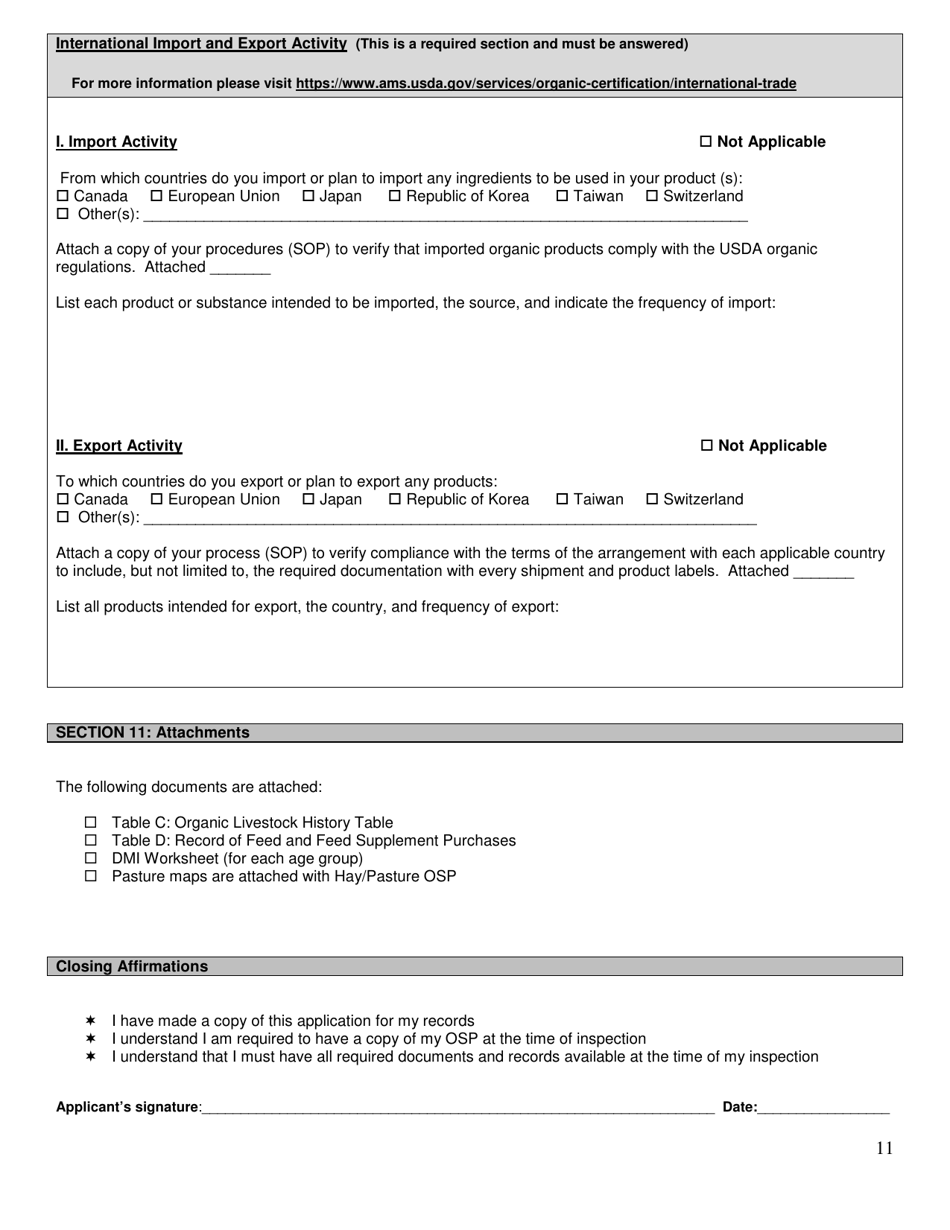 Organic System Plan (Osp)- Livestock Production - New Hampshire, Page 11