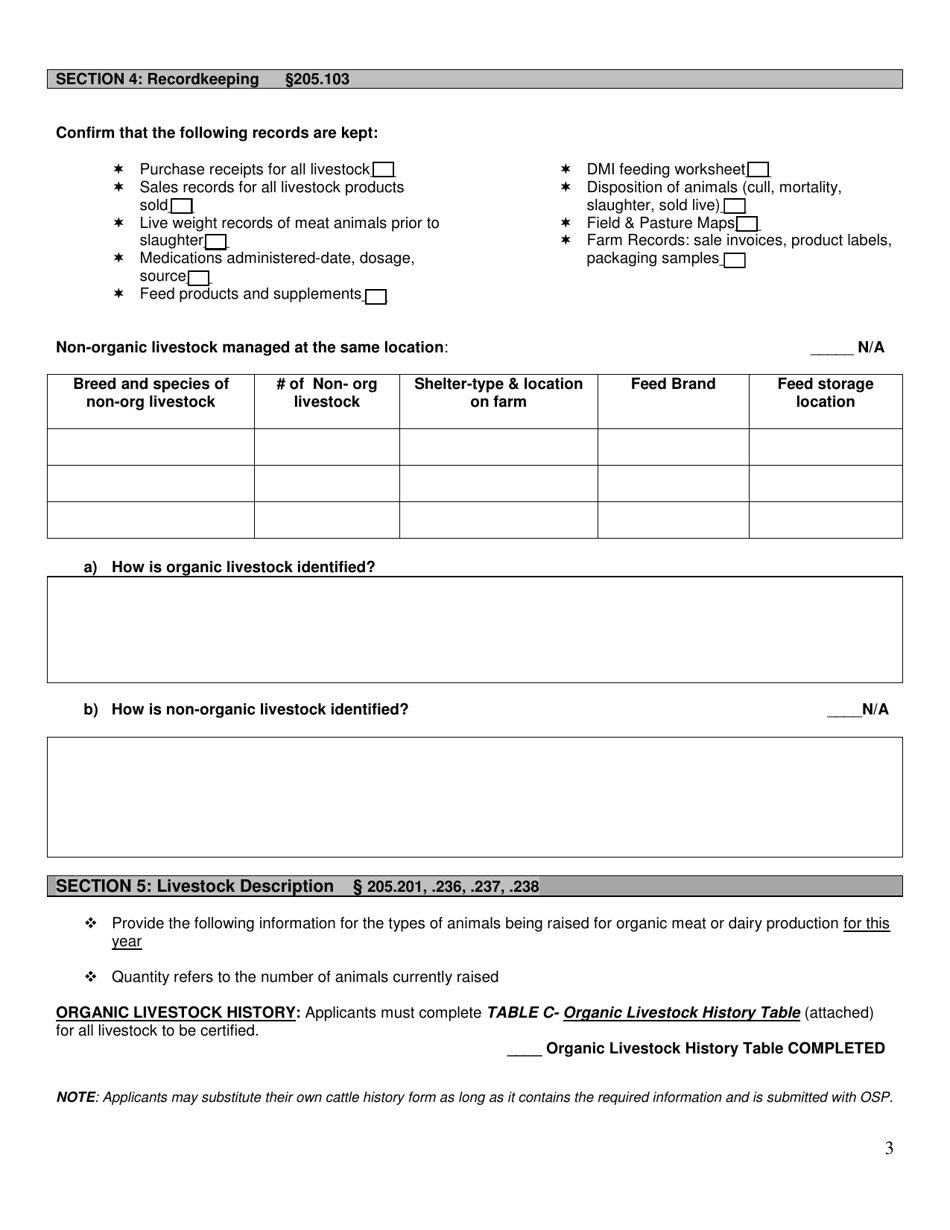 Organic System Plan (Osp)- Livestock Production - New Hampshire, Page 3