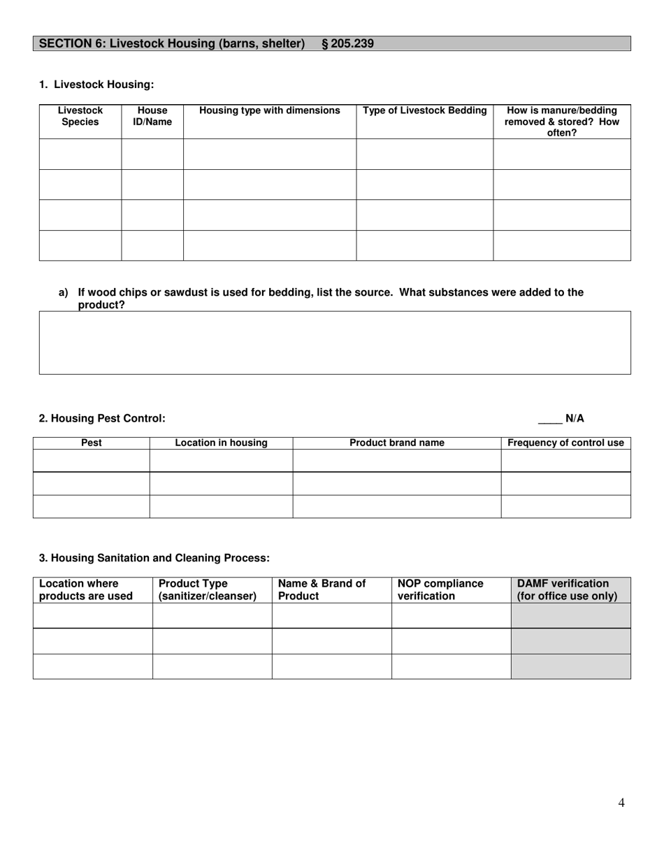 Organic System Plan (Osp)- Livestock Production - New Hampshire, Page 4