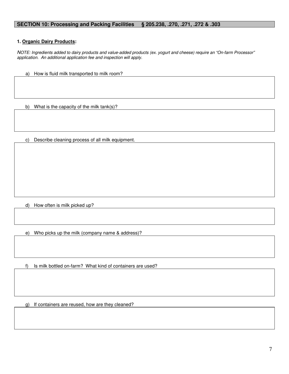 Organic System Plan (Osp)- Livestock Production - New Hampshire, Page 7