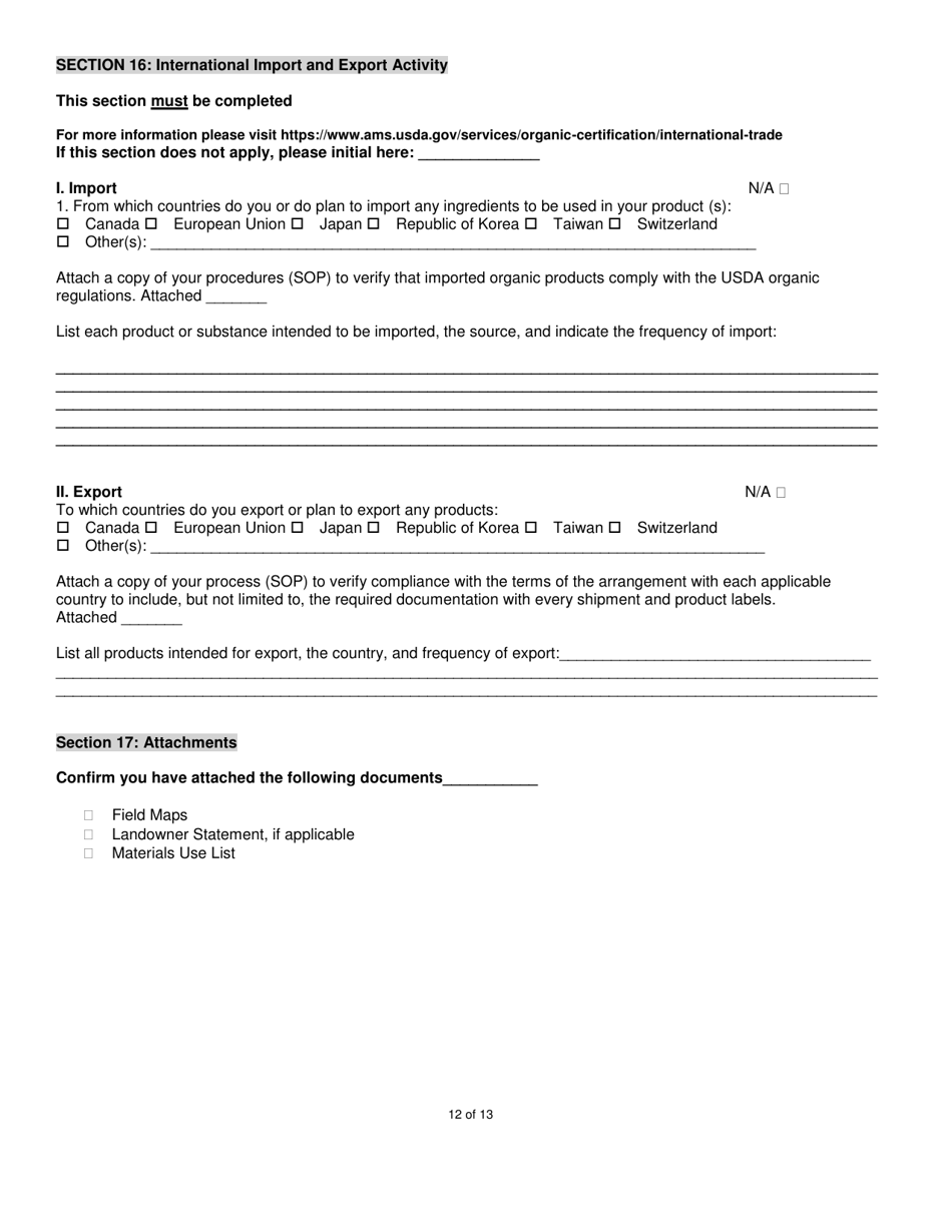 Organic System Plan (Osp) for Crop - Hay / Pasture Production - New Hampshire, Page 12