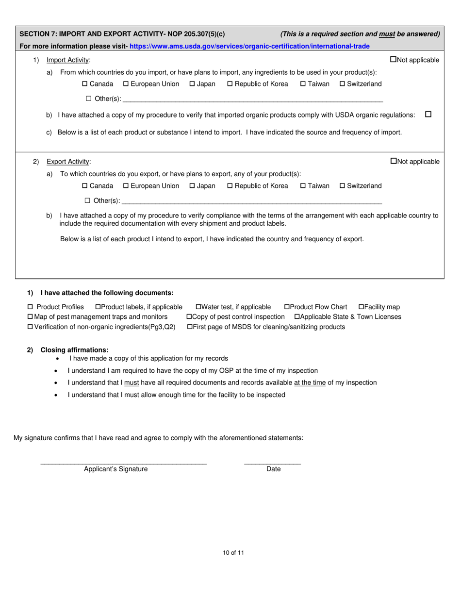 Organic System Plan - Processors  Handlers - New Hampshire, Page 10