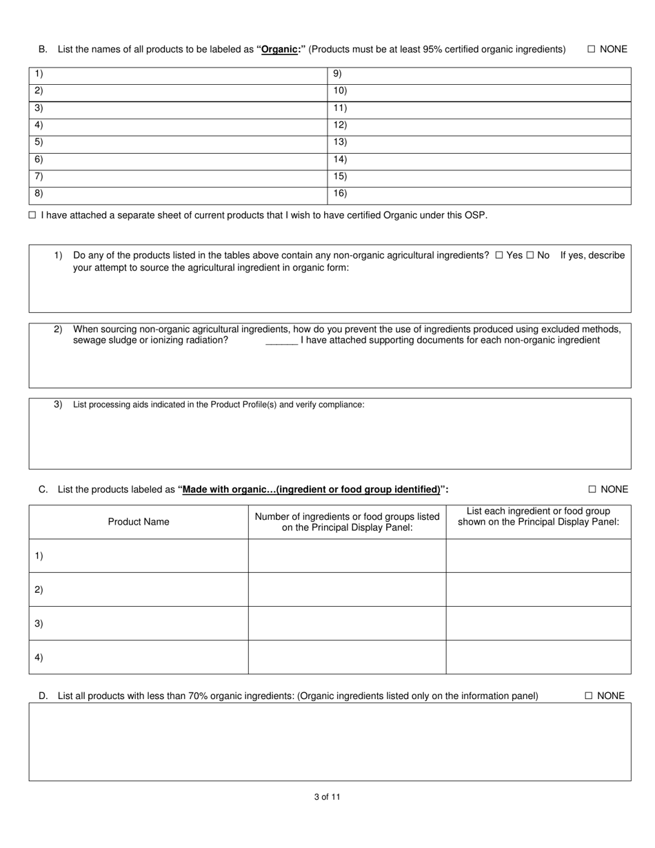 Organic System Plan - Processors  Handlers - New Hampshire, Page 3
