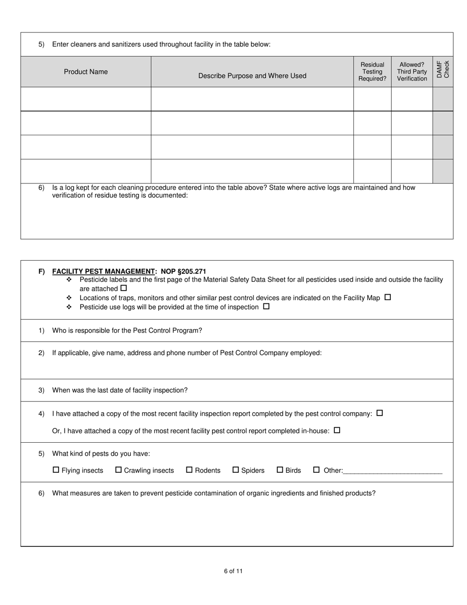 Organic System Plan - Processors  Handlers - New Hampshire, Page 6