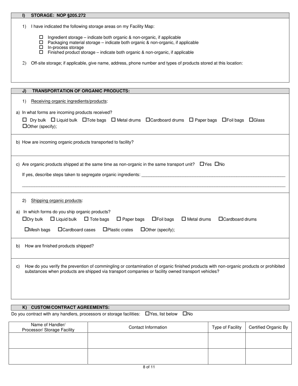 Organic System Plan - Processors  Handlers - New Hampshire, Page 8