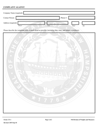 Form CF-1 Weights and Measures Complaint Form - New Hampshire, Page 2