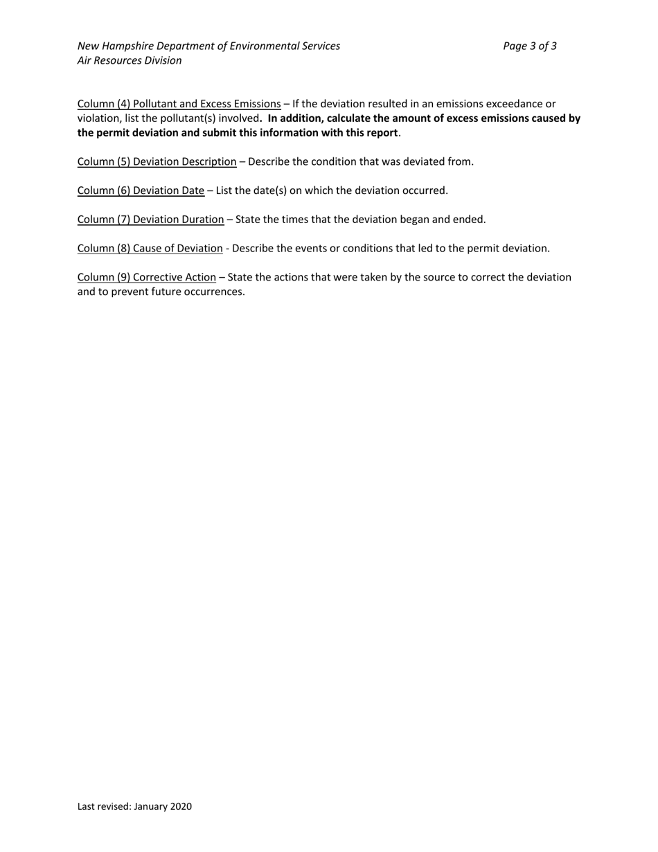 Instructions for Form NHDES-A-01-020 Title V Operating Permit Annual Compliance Certification Form - New Hampshire, Page 3
