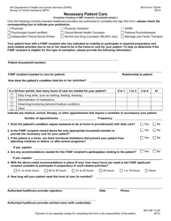 BFA Form 752HH Healthcare Provider Statement of Necessary Care for a Fanf Household Member - New Hampshire, Page 2