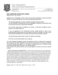 Document preview: Form BUS19001 Application for Paraplegic License - New Hampshire