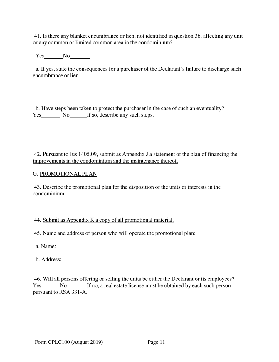 Form CPLC100 Comprehensive Registration Application - New Hampshire, Page 11