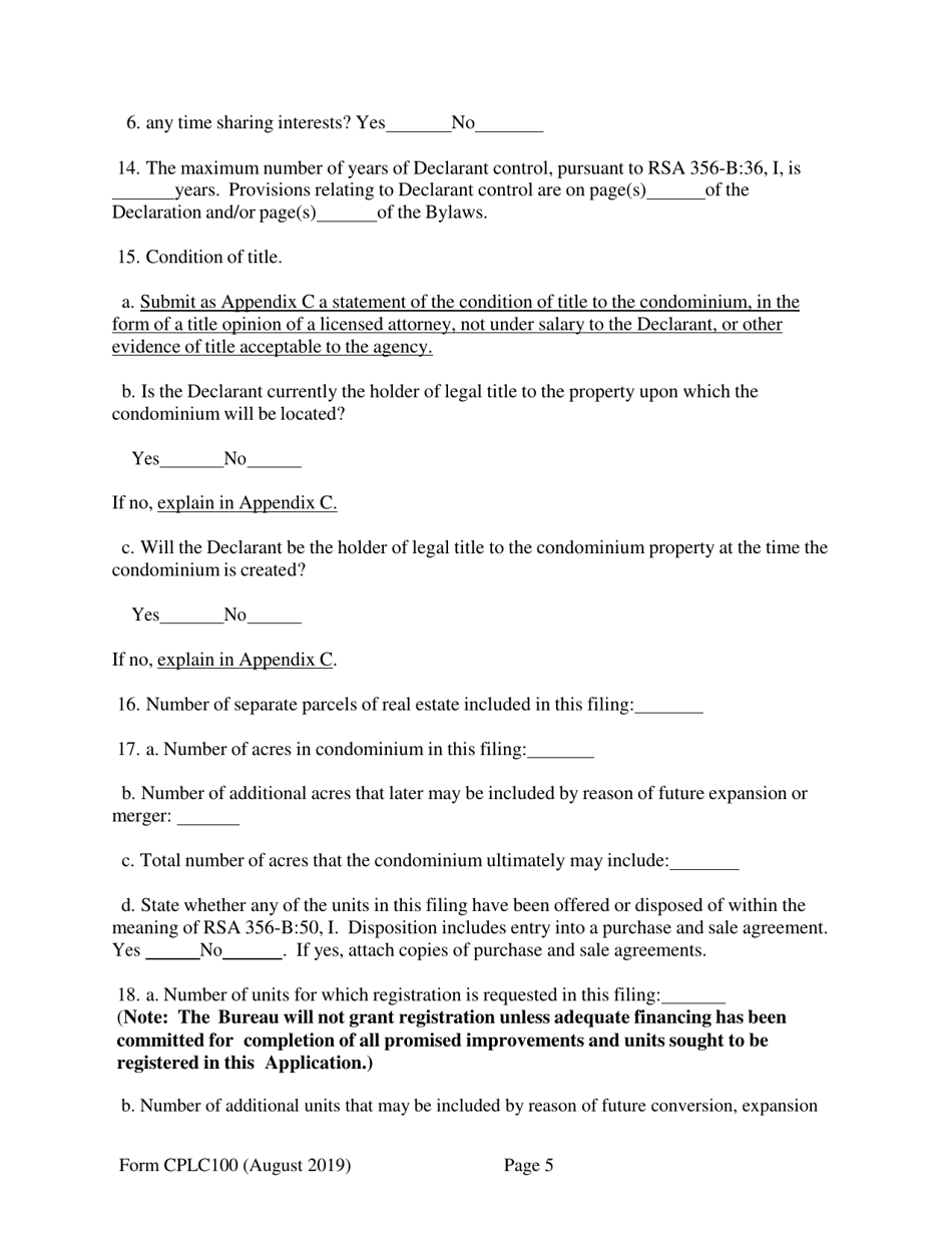 Form CPLC100 Comprehensive Registration Application - New Hampshire, Page 5
