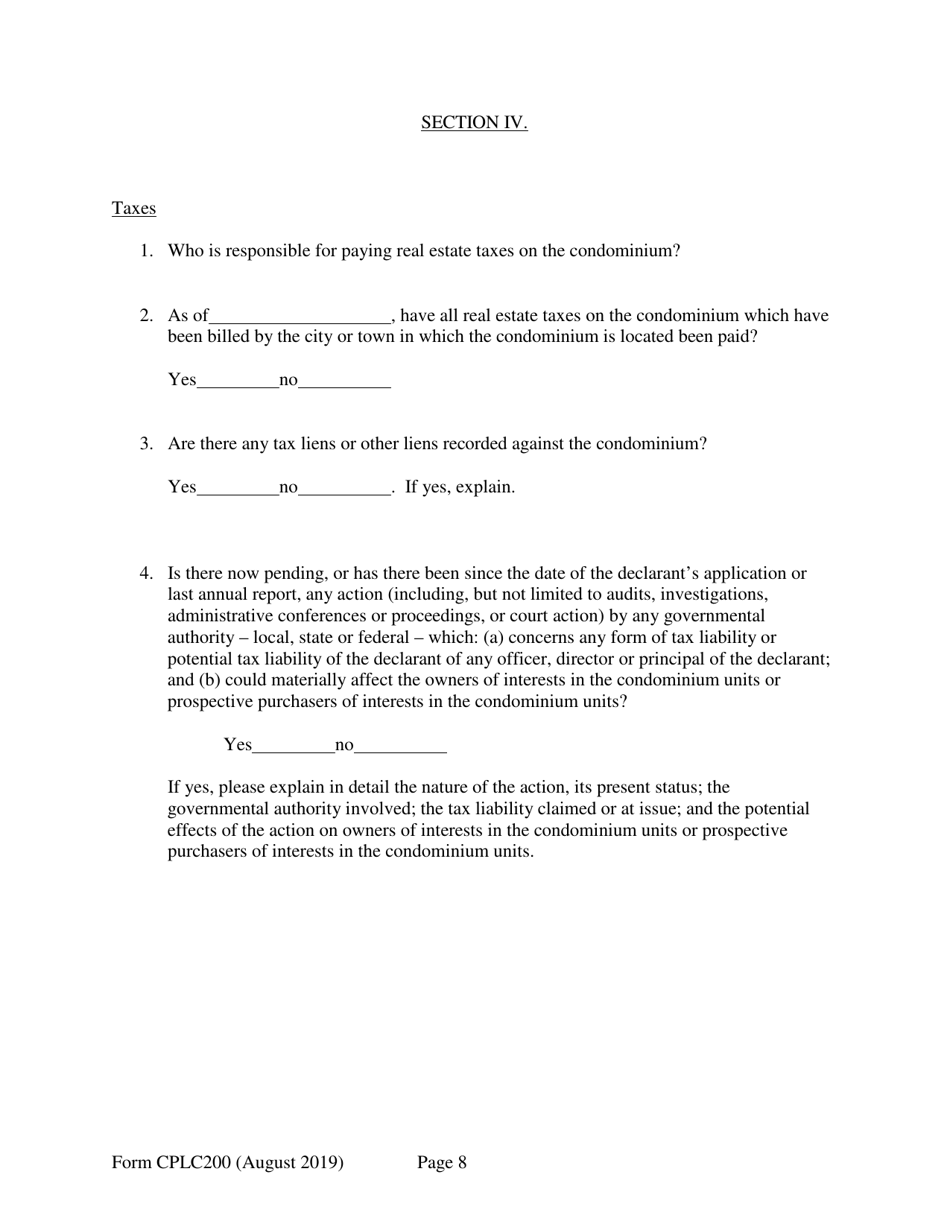 Form CPLC200 Annual Report for Condominium - New Hampshire, Page 8