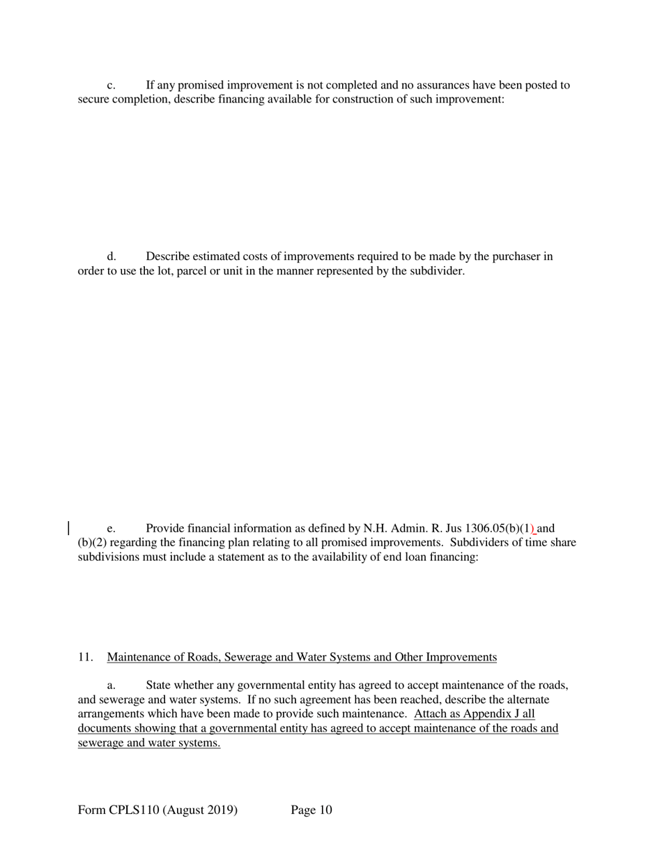 Form CPLS110 Abbreviated Registration Application - New Hampshire, Page 10