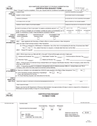 Form AU-22 Certification Request Form - New Hampshire