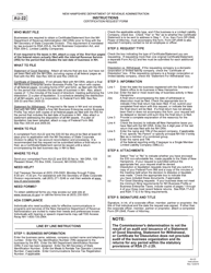 Form AU-22 Certification Request Form - New Hampshire, Page 2