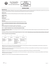 Form AU-201 Non-resident Wholesaler Cigarette Tax Report - New Hampshire, Page 4