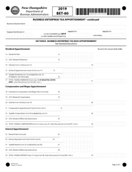 Form BET-80 Business Enterprise Tax Apportionment - New Hampshire, Page 2