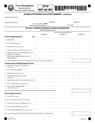 Form BET-80-WE Combined Group Business Tax Apportionment - New Hampshire, Page 2