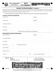 Form BT-SUMMARY Business Tax Return Summary - New Hampshire, Page 3