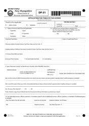 Form DP-31 Application for Tobacco Tax License - New Hampshire