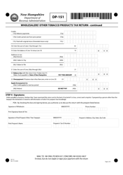 Form DP-151 Wholesalers&#039; Other Tobacco Products Tax Return - New Hampshire, Page 2