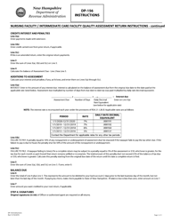 Instructions for Form DP-156 Nursing Facility / Intermediate Care Facility Quality Assessment Return - New Hampshire, Page 2