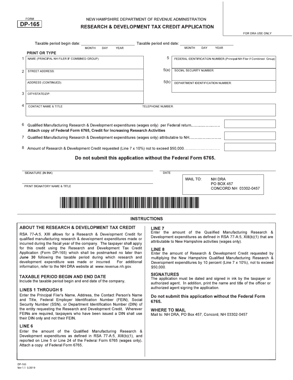 Form DP-165 Download Fillable PDF or Fill Online Research and ...