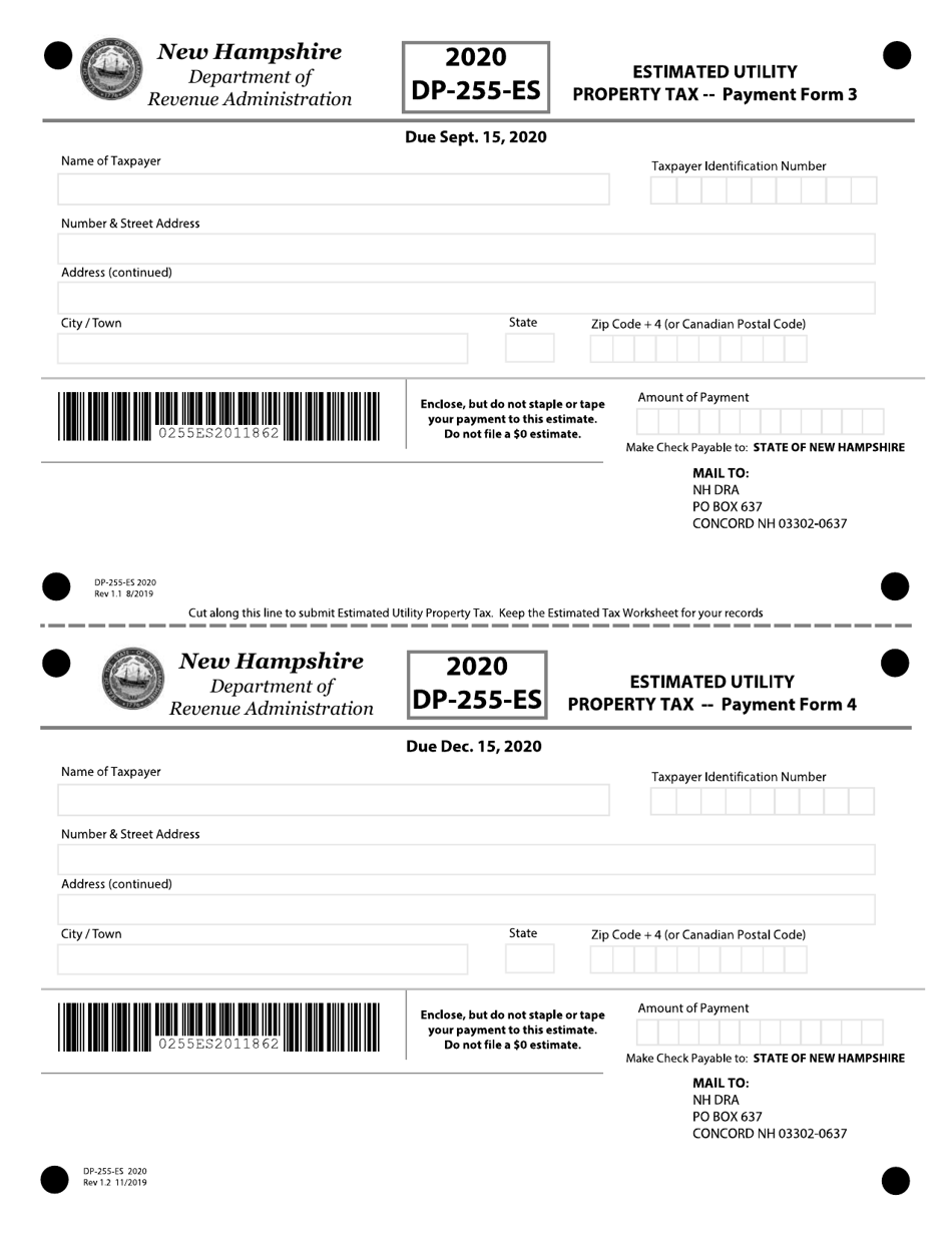 Form DP-255-ES Utility Property Tax Quarterly Payment Forms - New Hampshire, Page 3