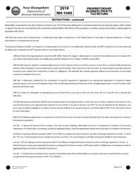 Instructions for Form NH-1040 Proprietorship or Jointly Owned Property Business Profits Tax Return - New Hampshire, Page 4