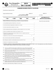 Document preview: Form NH-1120-WE Combined Business Profits Tax Return - New Hampshire