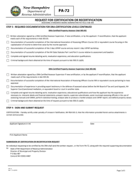Form PA-72 Request for Certification or Recertification - New Hampshire, Page 2