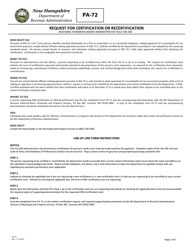 Form PA-72 Request for Certification or Recertification - New Hampshire, Page 3