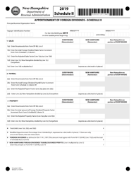 Document preview: Schedule II Apportionment of Foreign Dividends - New Hampshire