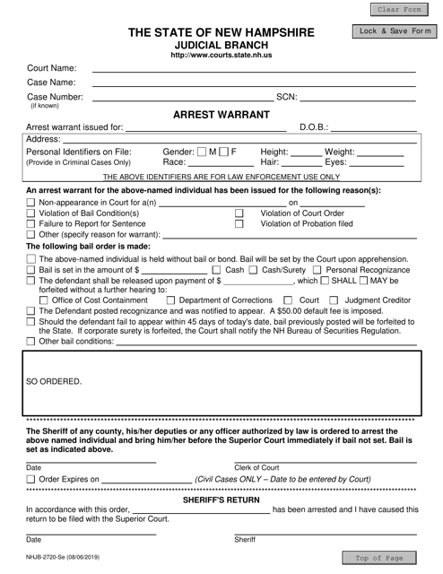 Form NHJB-2720-SE Arrest Warrant - New Hampshire
