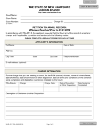 Form NHJB-2317-DSE Petition to Annul Record: Offenses Resolved Prior to 01/01/2019 - New Hampshire