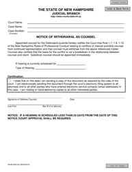 Document preview: Form NHJB-4040-SE Notice of Withdrawal as Counsel - New Hampshire