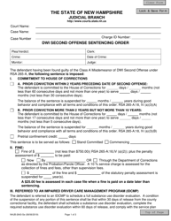 Form NHJB-2643-SE Dwi Second Offense Sentencing Order - New Hampshire
