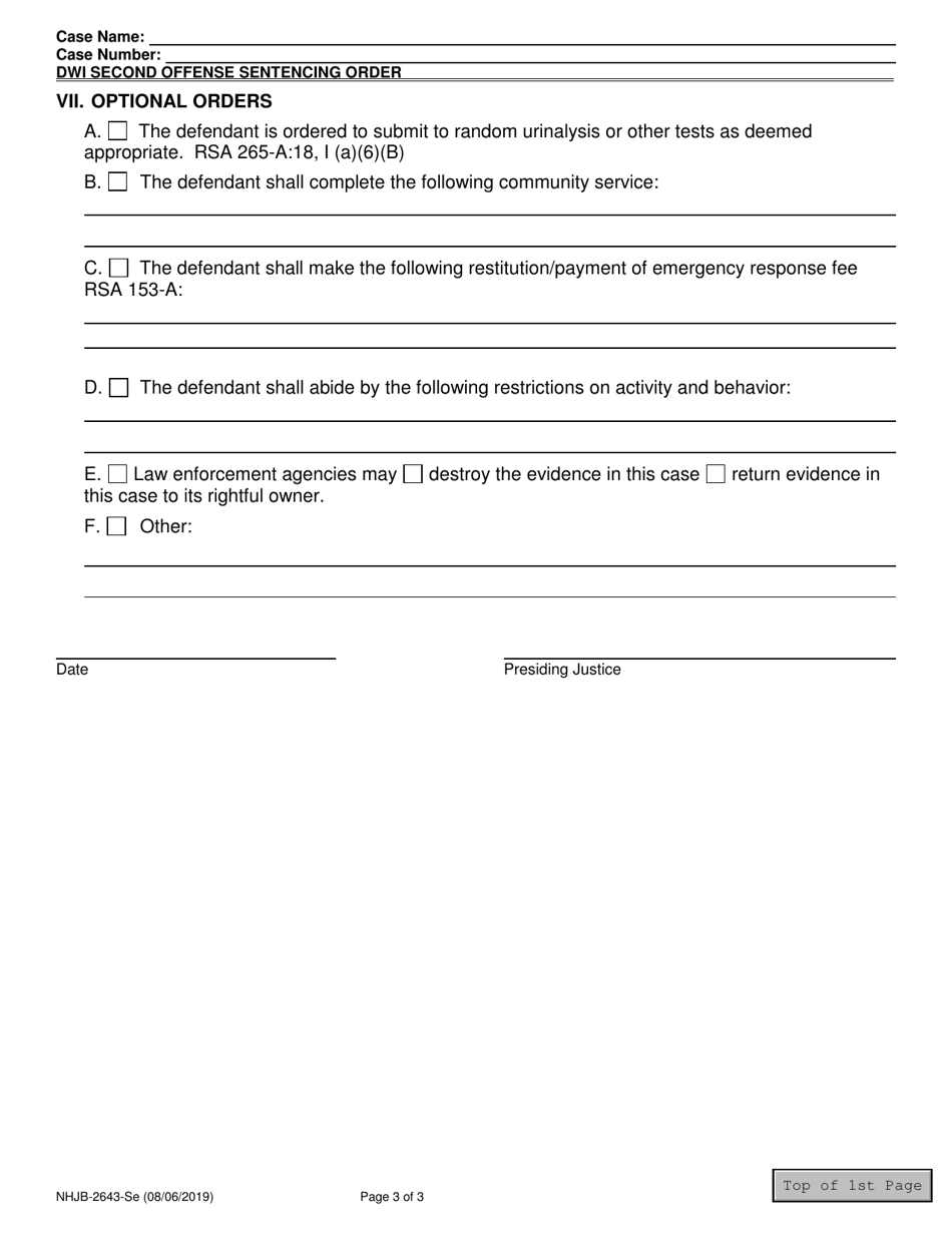 Form NHJB-2643-SE Dwi Second Offense Sentencing Order - New Hampshire, Page 3